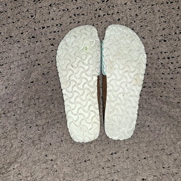 BIRKENSTOCK PAPILLIO-Aqua/White Honeycomb Birko Flor-Sz 6-Excellent - Picture 7 of 7